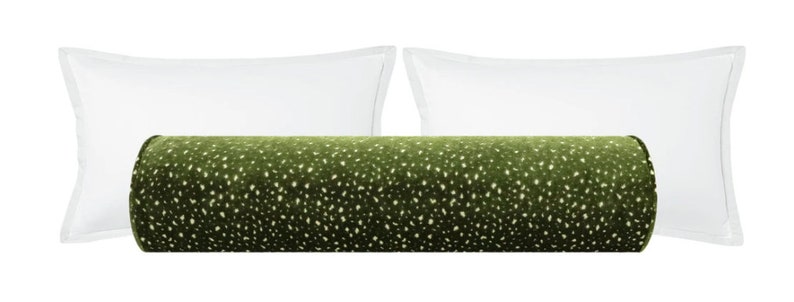 The Bolster : Antelope Cut Velvet // Oliva / almohada de refuerzo verde / decoración del dormitorio / terciopelo de diseño / imagen 2