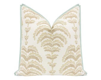 Brunschwig & Fils Ponchette Print // Beige with Butterfly Flange | Floral | neutral throw pillow | botanical |