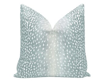 Antelope Linen Print // Spa Blue Pillow  | animal print | spa blue print pillow | antelope throw pillow |