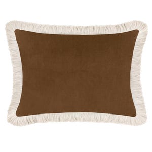 The Mini : Society Velvet // Sable + Fringe | fringe pillow | velvet | brown throw pillow |