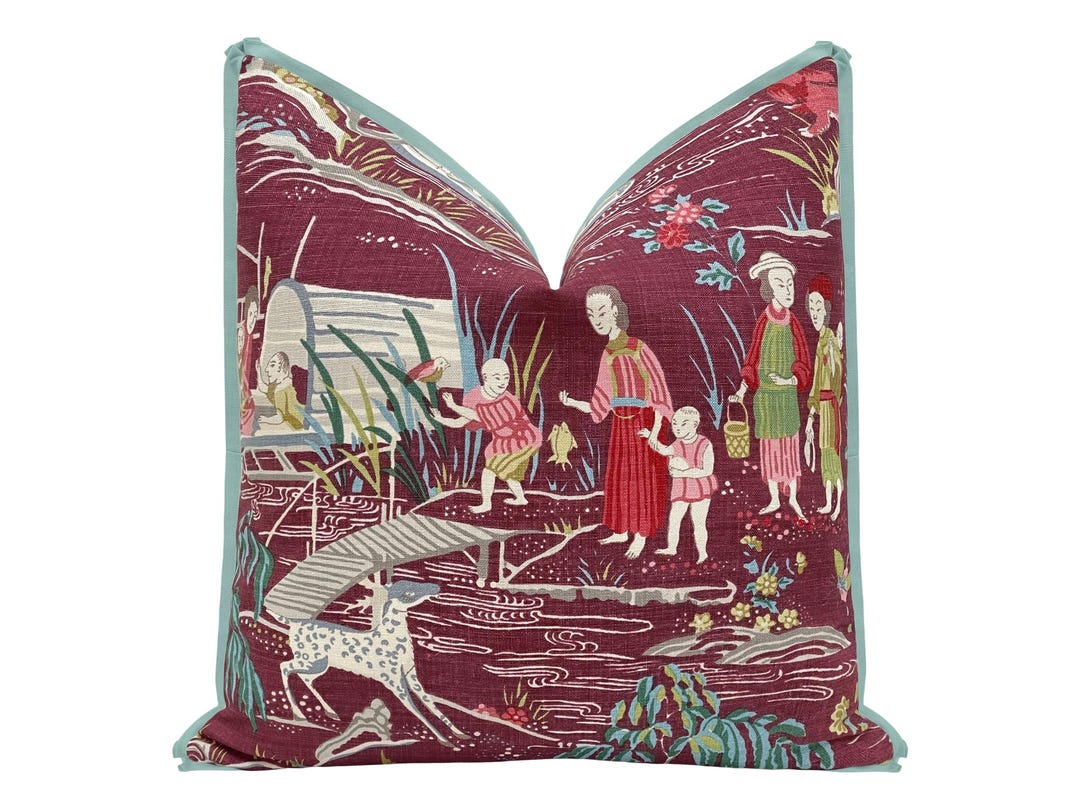 Schumacher Yangtze River // Aubergine With Butterfly Flange Pillow ...