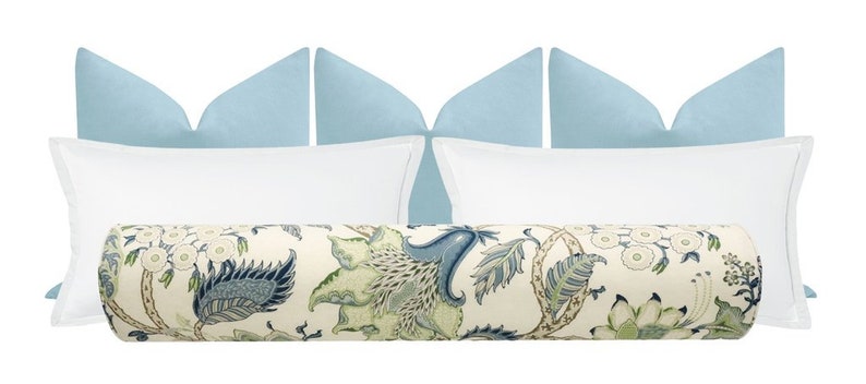 Schumacher Arborvitae Viridian + Blue Bolster Pillow