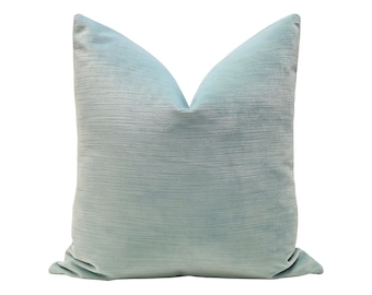 Strie Velvet // Spa Blue Pillow | spa blue velvet pillow | striation velvet pillow | velvet pillow |