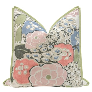 Thibaut Laura // Blush and Green with Butterfly Flange | designer | floral pattern | throw pillow |
