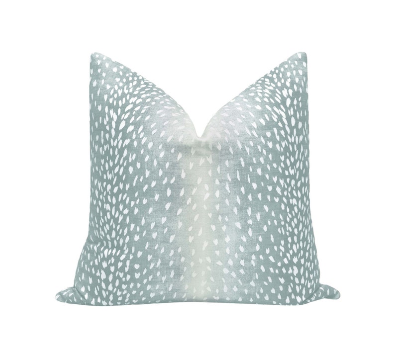 Antelope Linen Print // Spa Blue Pillow COVER ONLY Animal Etsy