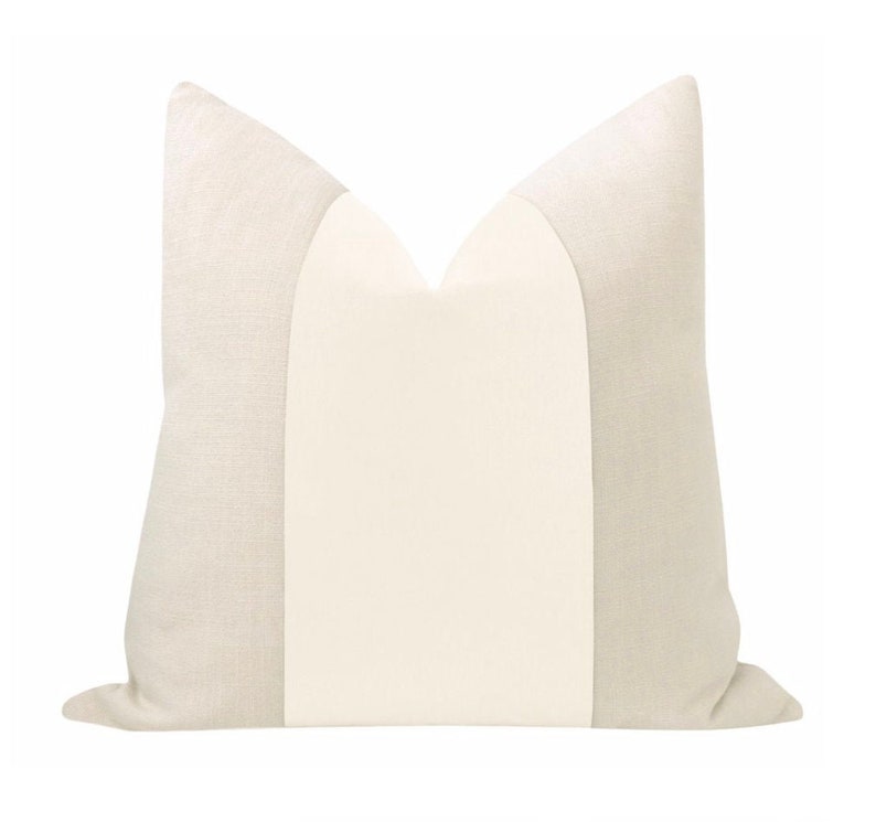 Panel : Studio Velvet // Bone COVER ONLY | color block | banded velvet pillow | 20x20