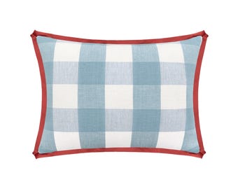 The Mini : Charleston Check // Powder Blue | flange pillow | printed | buffalo check blue throw pillow |