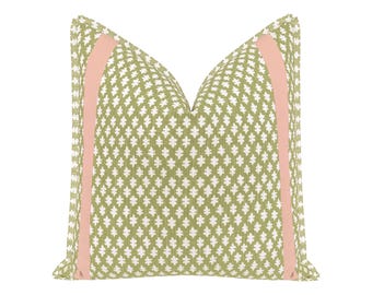 Tilly Print // Celadon + Tape Trim with Butterfly Flange pillow | geometrical print | green throw pillow |
