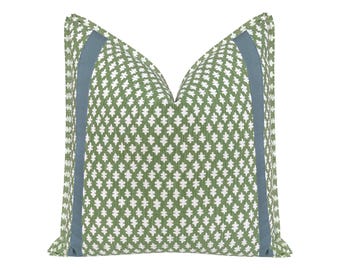 Tilly Print // Clover + Tape Trim with Butterfly Flange pillow | geometrical print | green throw pillow |