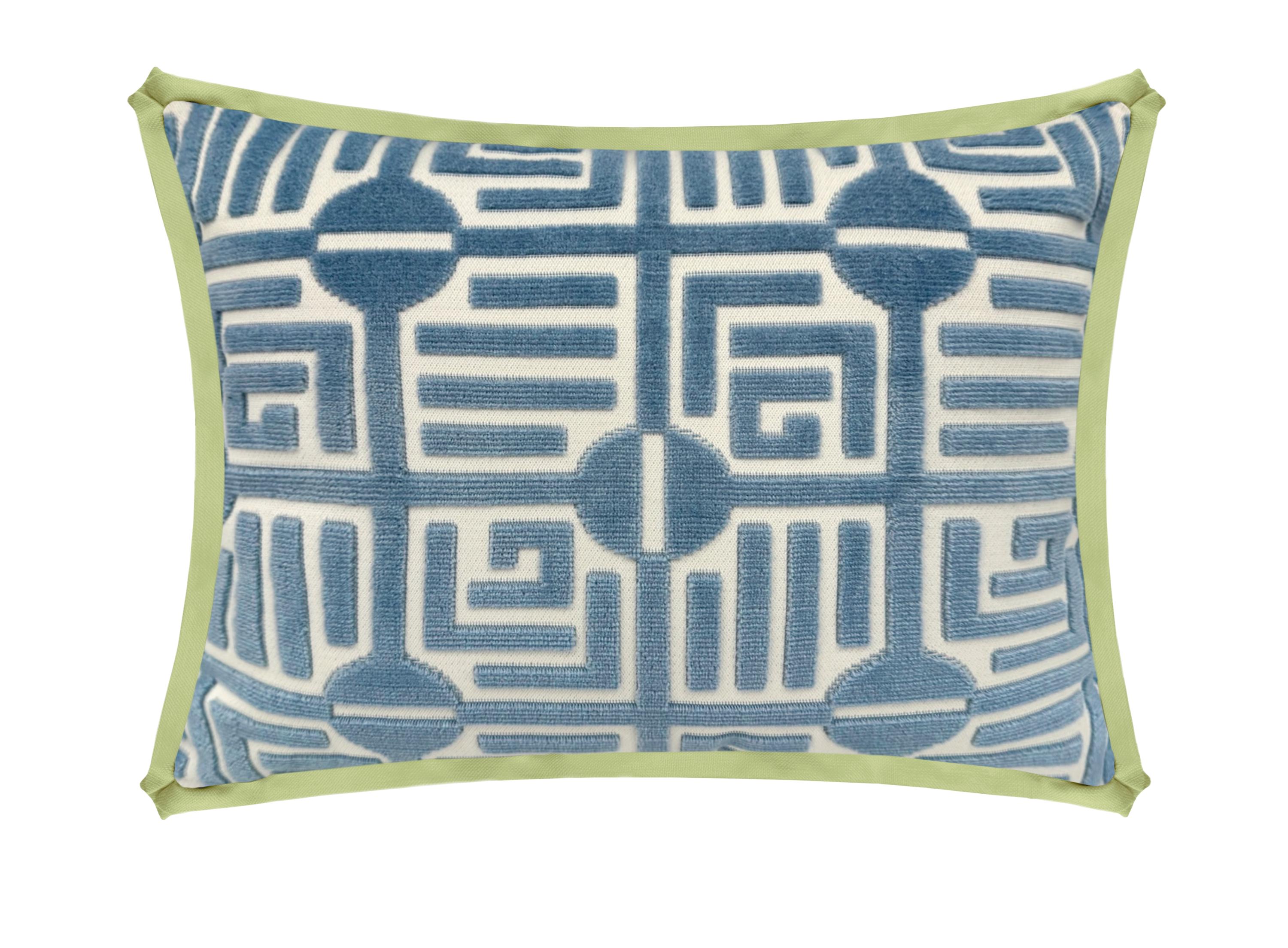 The Mini : Labyrinth Velvet // Blue | Thibaut | Flange Pillow