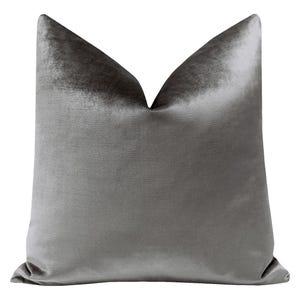 Faux Silk Velvet // Graphite Pillow  | metal gray velvet pillow | charcoal velvet pillow | dark gray throw pillow |