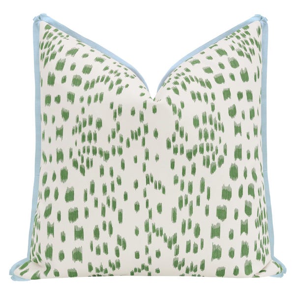 Brunschwig & Fils Les Touches // Green with Butterfly Flange | Flamestitch | flange pillow | green throw pillow |