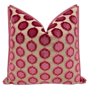 Manuel Canovas Tiana // Rose + Orange with Butterfly Flange pillow | Cowtan & Tout | cut velvet | designer fabric |