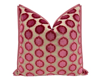 Manuel Canovas Tiana // Rose + Orange with Butterfly Flange pillow | Cowtan & Tout | cut velvet | designer fabric |