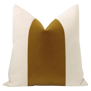 Panel : Mohair Velvet // Bourbon  | velvet stripe | sable pillow | linen + tan velvet pillow |