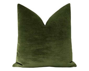 Strie Velvet // Olive Pillow | dark green pillow | velvet pillow | olive green throw pillow |
