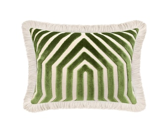The Mini : Vanderbilt // Lettuce + Fringe | designer fabric | cut velvet | green throw pillow |