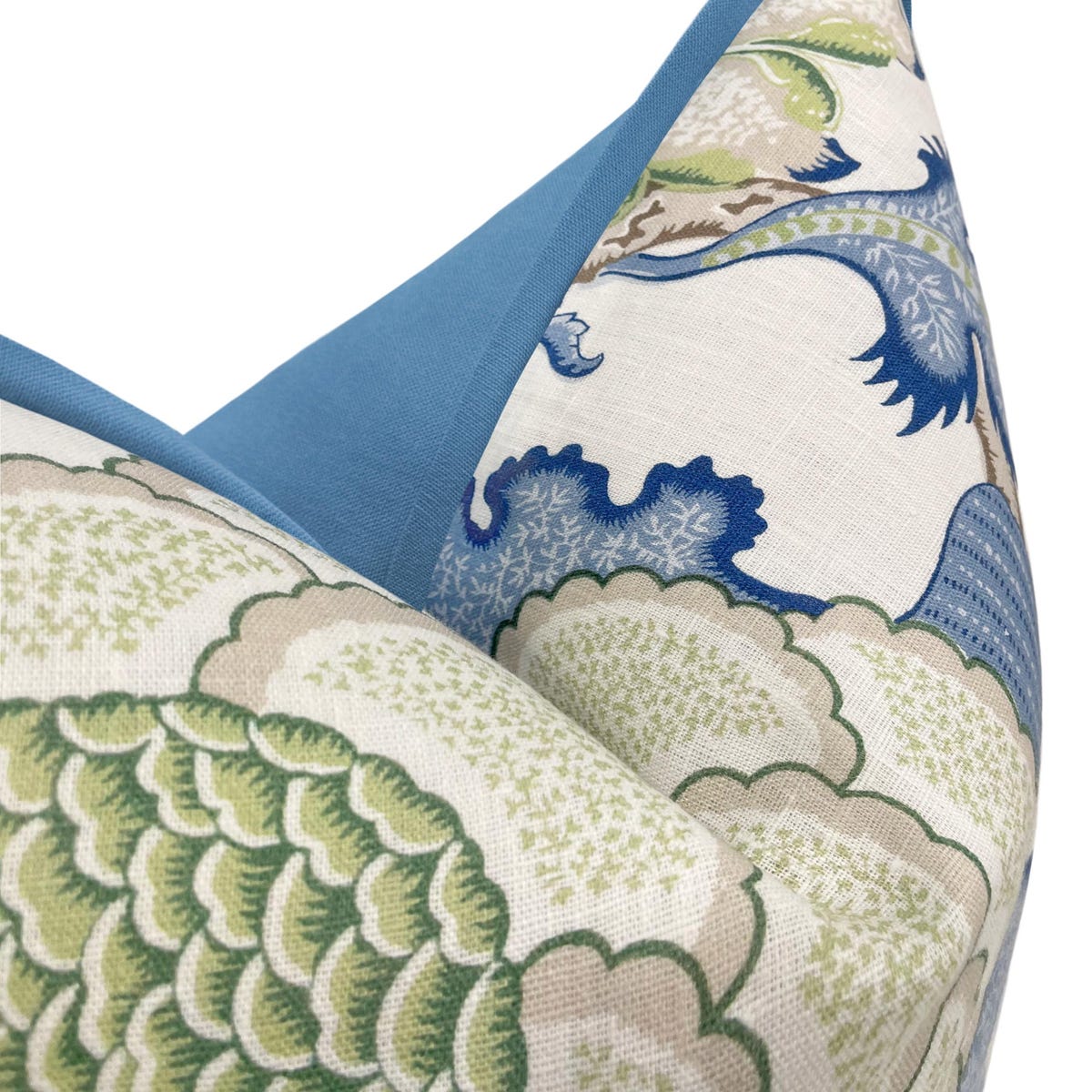 Schumacher Arborvitae // Viridian + Blue With Butterfly Flange Pillow | Designer Fabric | Botanical Print | - Etsy