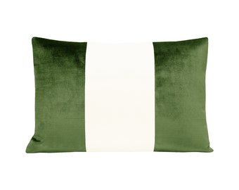 The Little Lumbar : Colorblock Faux Silk Velvet // Malachite + Alabaster Silk | silk pillow | velvet pillow | designer pillow |
