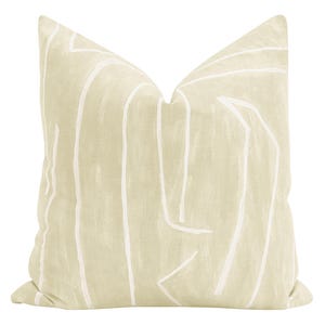 Kelly Wearstler Graffito // Beige + Ivory Pillow  | Lee Jofa | abstract pattern | cream linen |