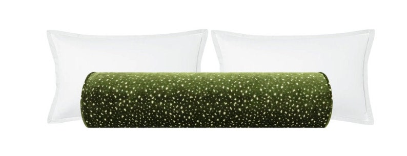 The Bolster : Antelope Cut Velvet // Oliva / almohada de refuerzo verde / decoración del dormitorio / terciopelo de diseño / imagen 1