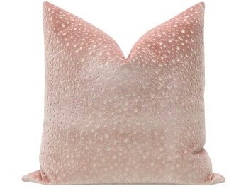 Antelope Cut Velvet // Pink Peony pillow  | cut velvet | designer velvet pillow | bedroom + home decor |