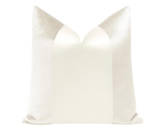 Monochromatic Panel : Faux Silk Velvet // Alabaster | color block | velvet + silk throw pillow | white velvet pillow |