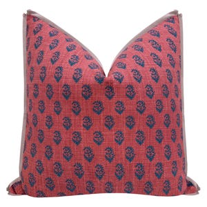 Peter Dunham Rajmata // Indigo & Raspberry with Butterfly Flange pillow | home decor | geometric print | red |
