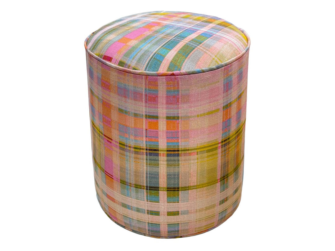 Anna Spiro Tattie Plaid // Multi Ottoman | Round Stool | Upholstered ...