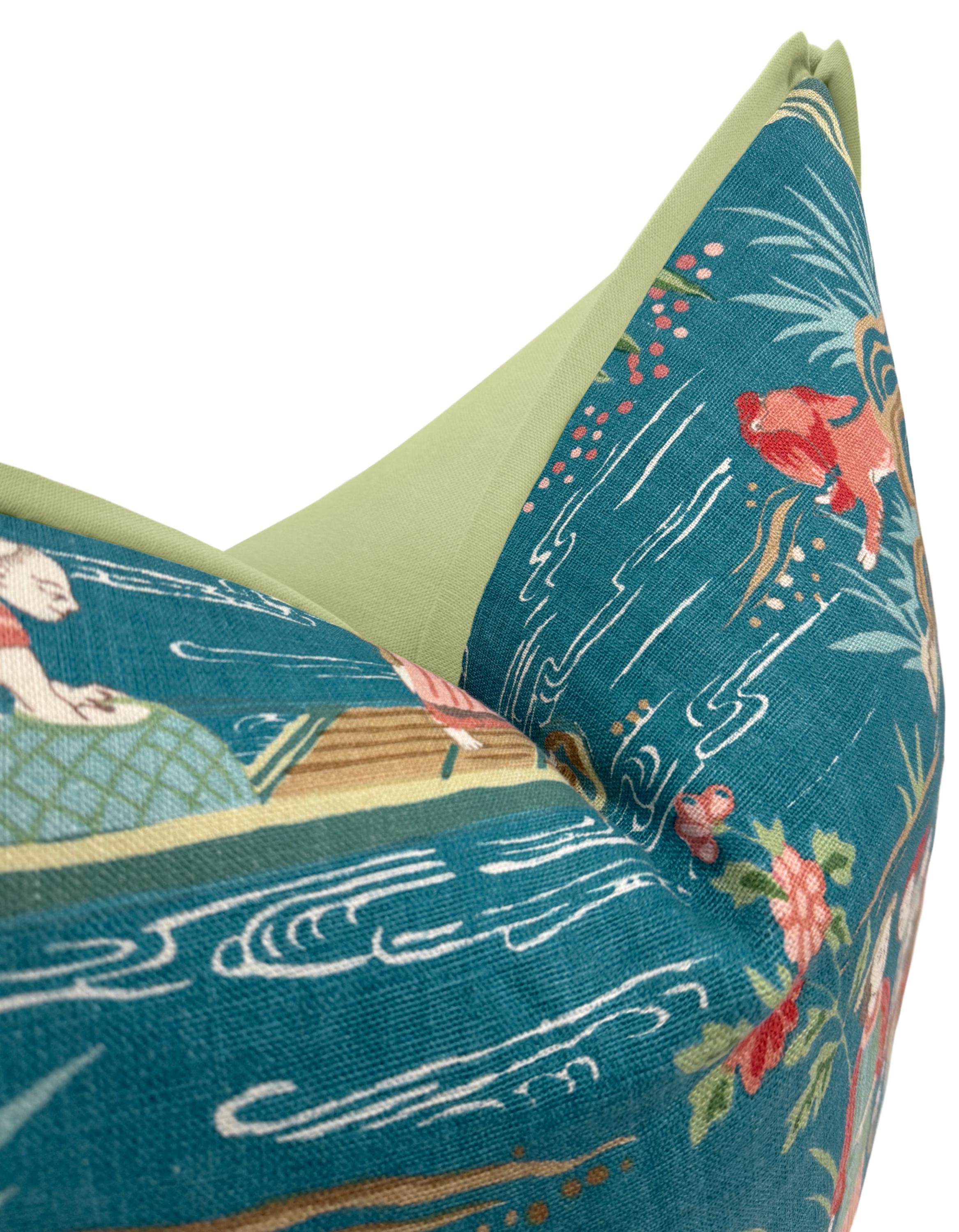 Schumacher Yangtze River // Peacock With Butterfly Flange Pillow ...