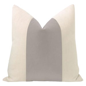 Panel : Mohair Velvet // Dove Grey  | velvet stripe | neutral pillow | linen + grey velvet pillow |