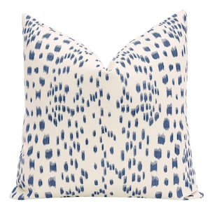 Brunschwig & Fils Les Touches // Blue | Flamestitch | cotton throw pillow | blue print |