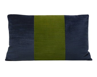 blue and green lumbar pillow