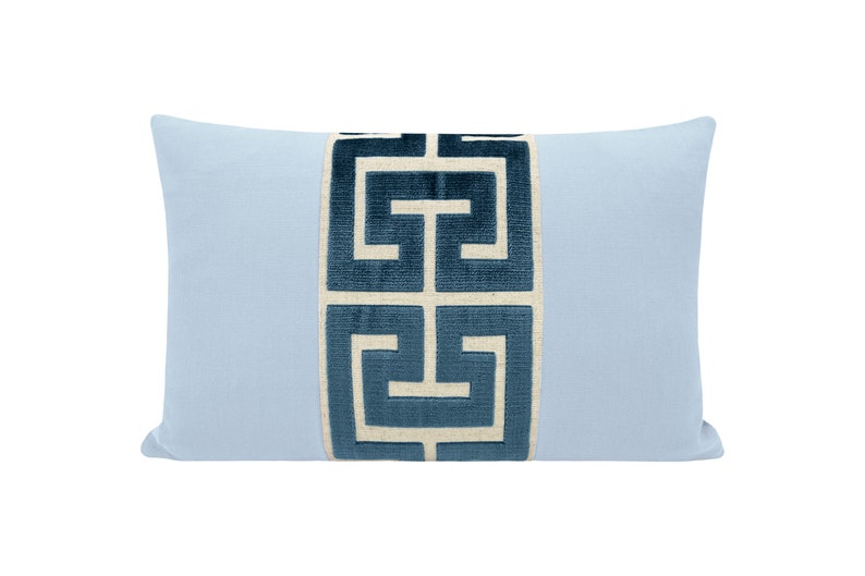 The Little Lumbar : Classic Linen // Powder blue + Greek Trim