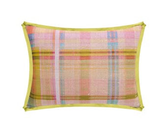 The Mini : Tattie Plaid // Multi | Anna Spiro | flange pillow | plaid printed | multi throw pillow |