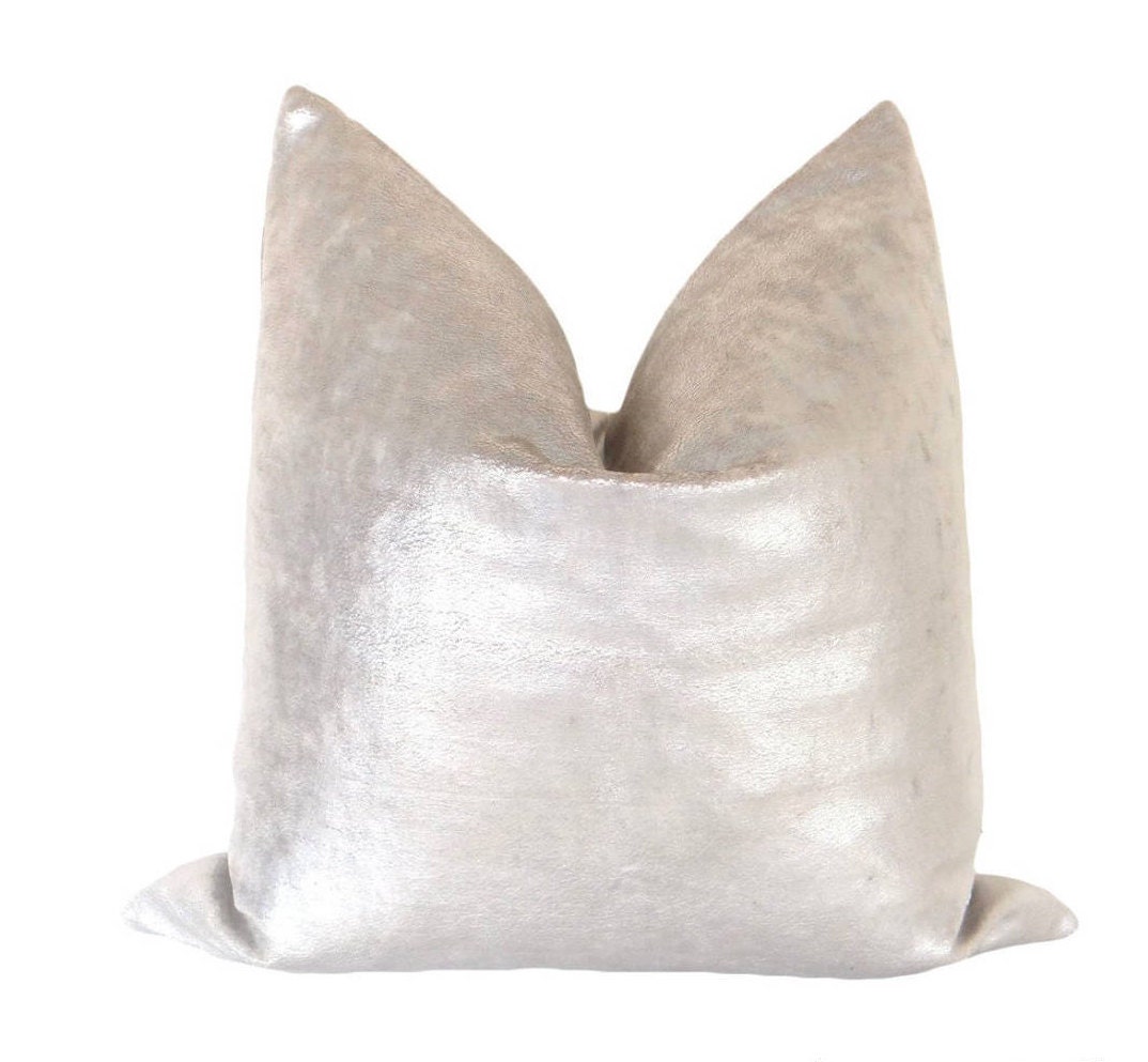 Sueded Metallic Velvet // Silver Pillow COVER ONLY metallic Etsy