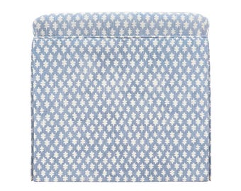 The Skirted Ottoman : Tilly Print // Powder Blue | upholstered bench | upholstered stool | cube |
