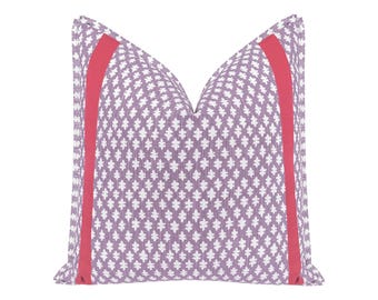 Tilly Print // Lavender + Tape Trim with Butterfly Flange pillow | geometrical print | purple throw pillow |