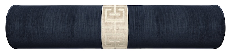The Bolster : Strie Velvet // Navy Blue + Centered Greek Trim - Thumbnail 4