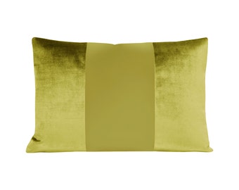 The Little Lumbar : Monochromatic Faux Silk Velvet // Chartreuse | color block | velvet + silk throw pillow | designer pillow |