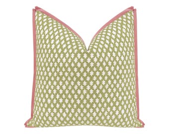 Tilly Print // Celadon with Butterfly Flange | green throw pillow | designer pillow |