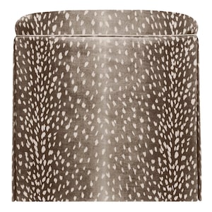 The Skirted Ottoman : Antelope Linen Print // Mocha | x bench | upholstered ottoman | upholstered stool |