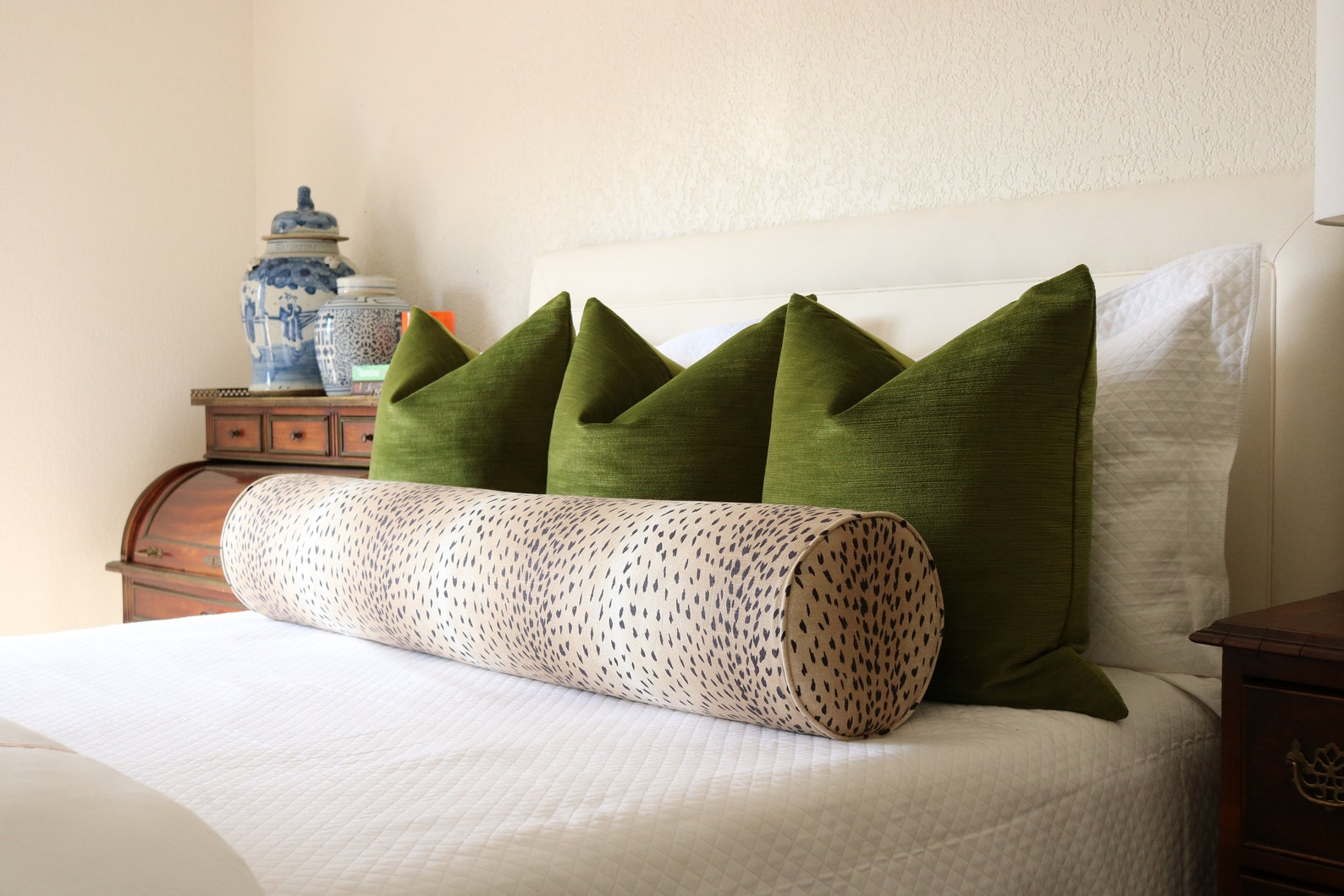 The Bolster Antelope Linen Print // Ebony Bolster Pillow Etsy