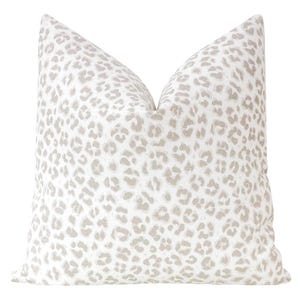 Cougar Linen Print // Stone Pillow  | animal print | grey leopard print pillow | leopard throw pillow |