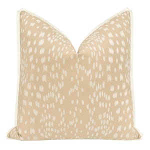 Brunschwig & Fils Les Touches Reverse // Sand with Butterfly Flange | Flamestitch | flange pillow | brown throw pillow |