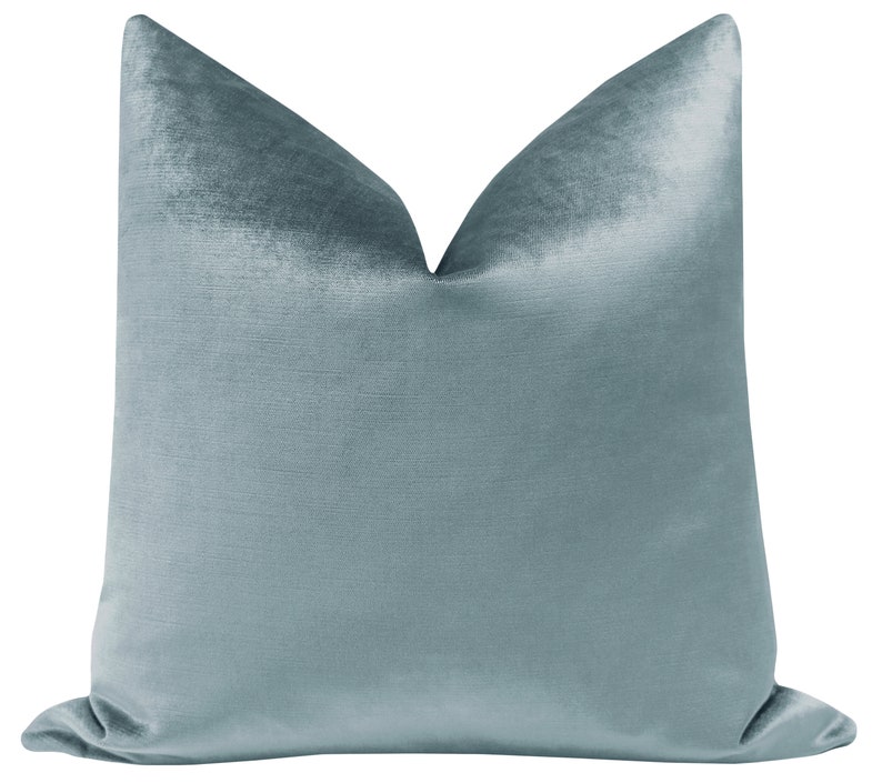Faux Silk Velvet // Cerulean Blue Pillow COVER ONLY Blue Etsy