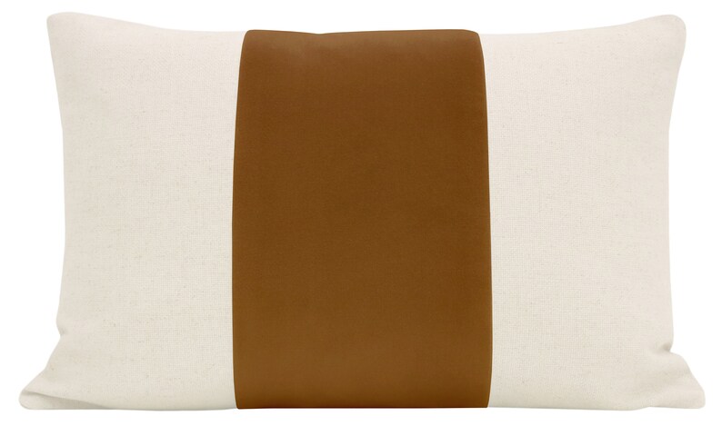 The Little Lumbar Panel : Signature Velvet // Marrakesh Gold color block velvet stripe linen light brown image 2