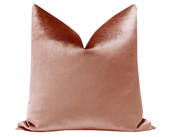 Faux Silk Velvet // Rose Gold Pillow  | pink velvet pillow | light pink throw pillow | blush pink velvet |