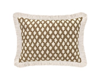 The Mini : Tilly Print // Umber | edge finish pillow | brown throw pillow | geometric print |