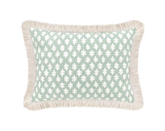 The Mini : Tilly Print // Eucalyptus | edge finish pillow | green throw pillow | geometric print |